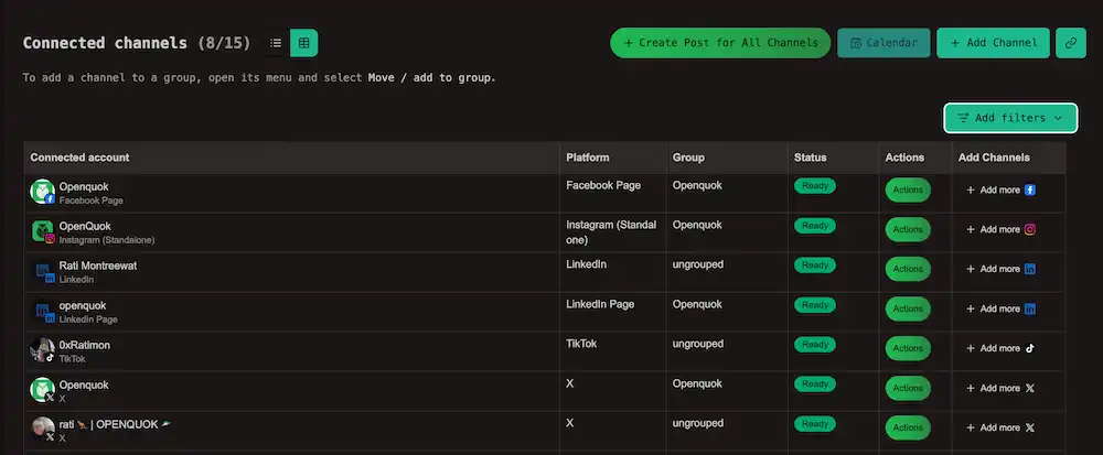 Group Connected Channels Using Smart Filter