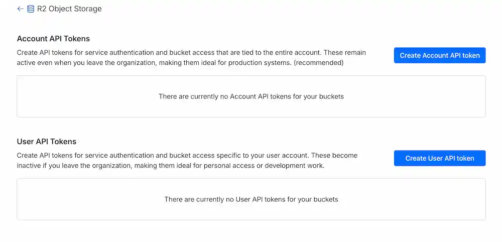 Create account api Token
