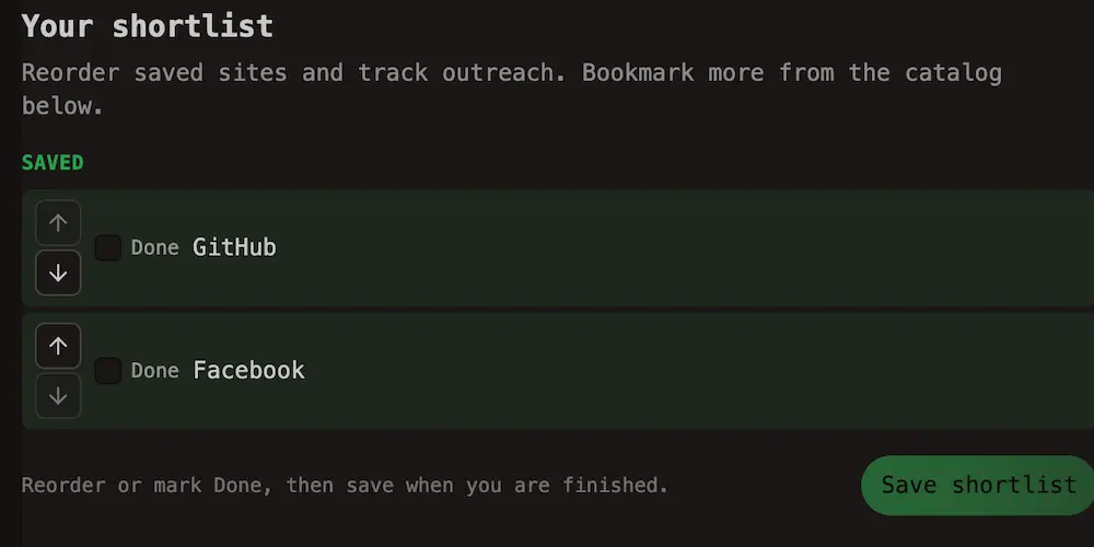 Manage Your Saved Backlinks