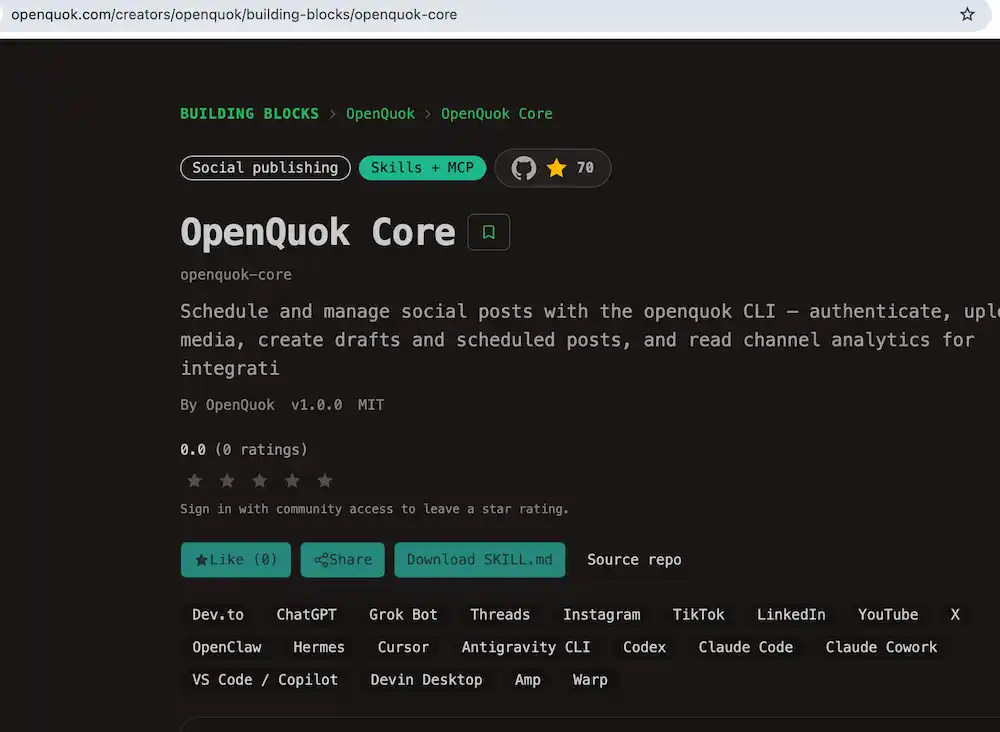 OpenQuok Core on the Building Blocks hub