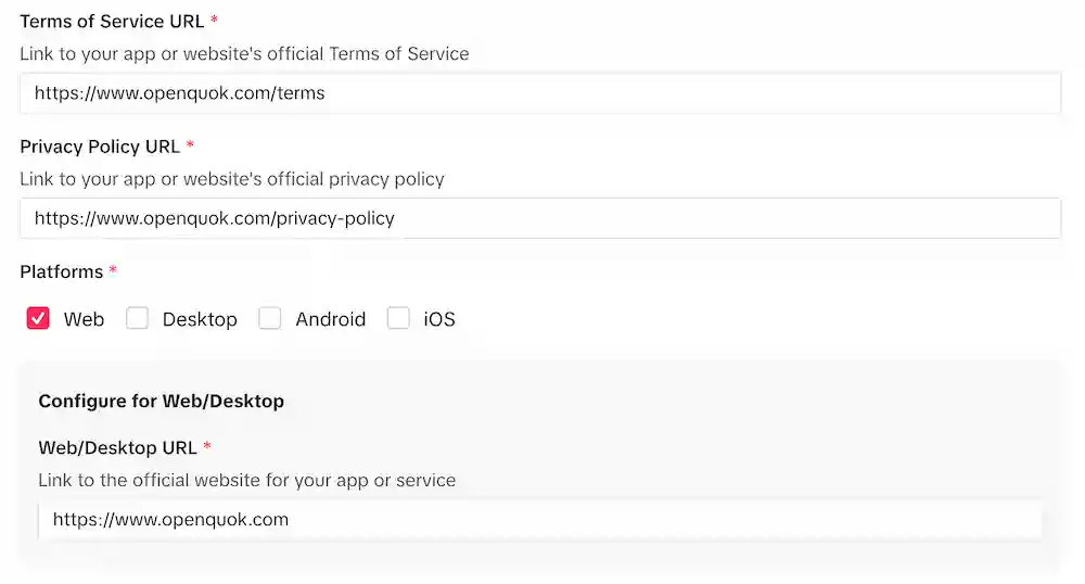 Configure App Urls