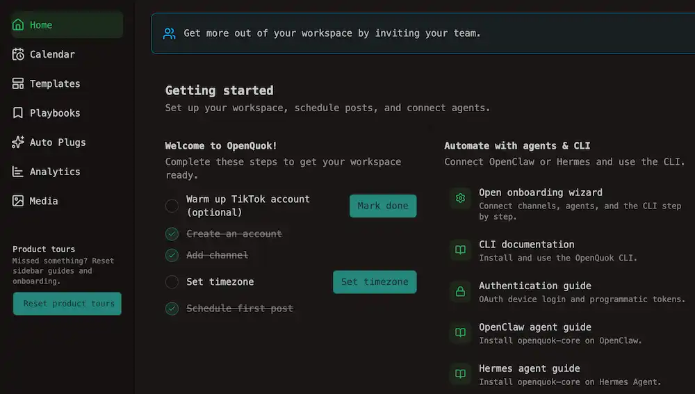 Signed-in left sidebar