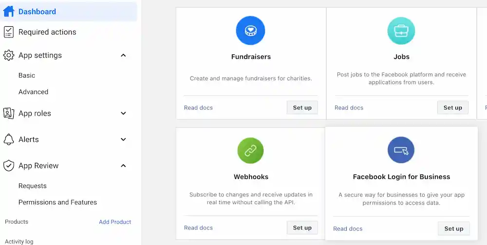 Step 1 - Add Facebook Login for Business